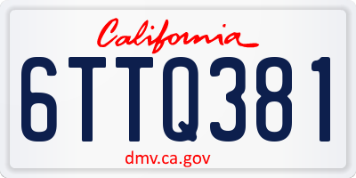 CA license plate 6TTQ381