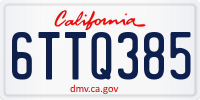 CA license plate 6TTQ385