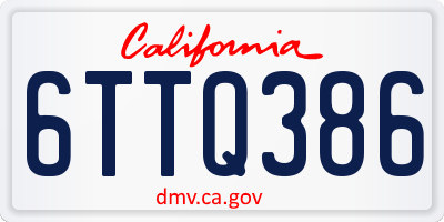 CA license plate 6TTQ386