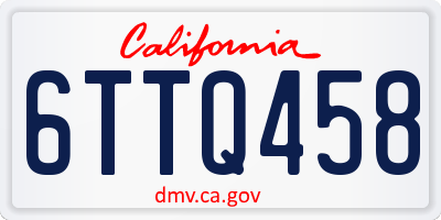 CA license plate 6TTQ458