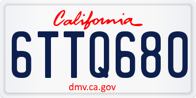 CA license plate 6TTQ680