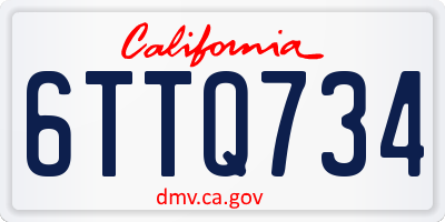 CA license plate 6TTQ734