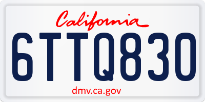 CA license plate 6TTQ830
