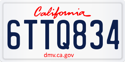 CA license plate 6TTQ834