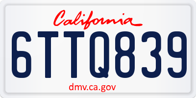 CA license plate 6TTQ839