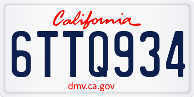 CA license plate 6TTQ934