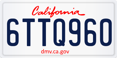 CA license plate 6TTQ960