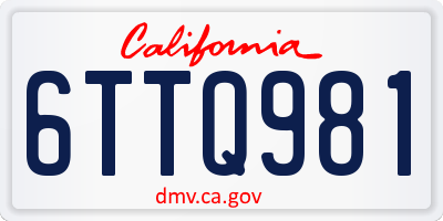 CA license plate 6TTQ981
