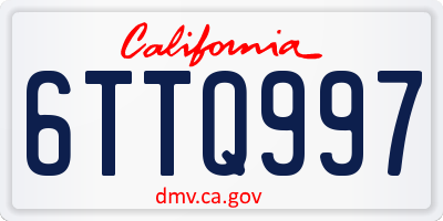 CA license plate 6TTQ997