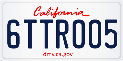 CA license plate 6TTR005