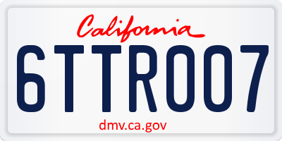 CA license plate 6TTR007
