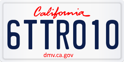 CA license plate 6TTR010