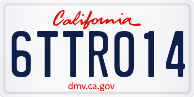 CA license plate 6TTR014