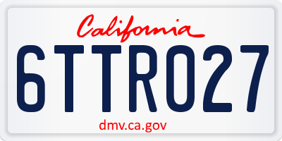 CA license plate 6TTR027
