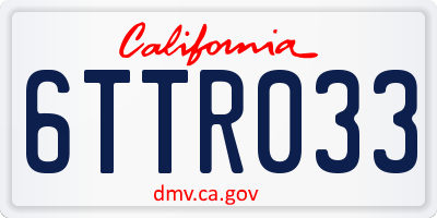 CA license plate 6TTR033