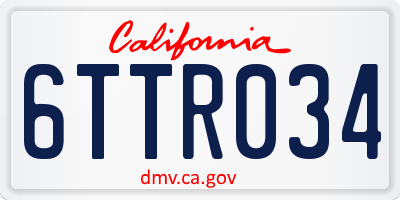 CA license plate 6TTR034