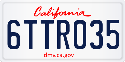 CA license plate 6TTR035