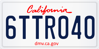 CA license plate 6TTR040