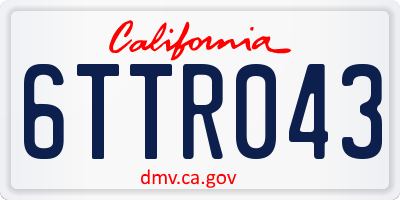 CA license plate 6TTR043