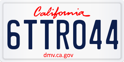 CA license plate 6TTR044