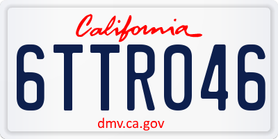 CA license plate 6TTR046