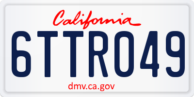 CA license plate 6TTR049
