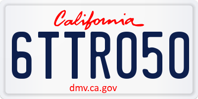 CA license plate 6TTR050