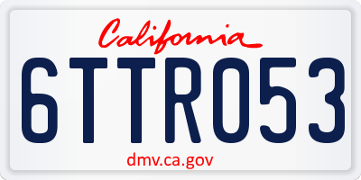 CA license plate 6TTR053