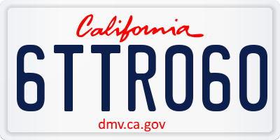 CA license plate 6TTR060