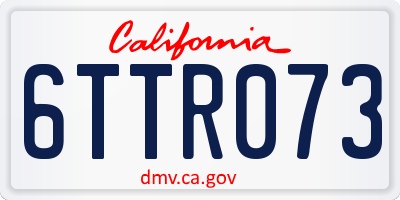 CA license plate 6TTR073