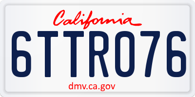 CA license plate 6TTR076