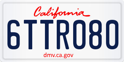 CA license plate 6TTR080