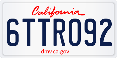 CA license plate 6TTR092