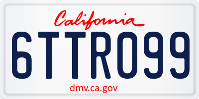 CA license plate 6TTR099