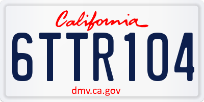 CA license plate 6TTR104