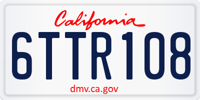 CA license plate 6TTR108