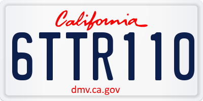 CA license plate 6TTR110