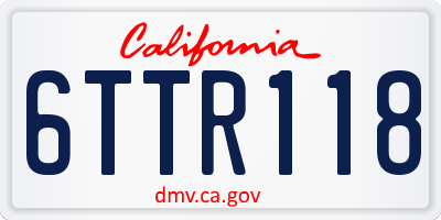 CA license plate 6TTR118