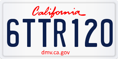 CA license plate 6TTR120