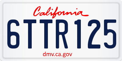 CA license plate 6TTR125