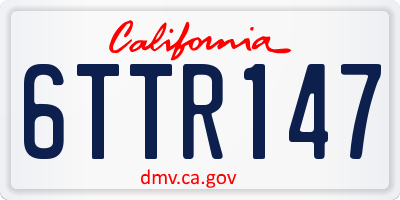 CA license plate 6TTR147