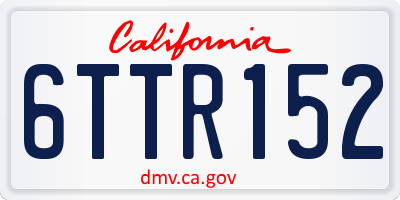 CA license plate 6TTR152