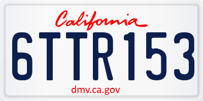 CA license plate 6TTR153