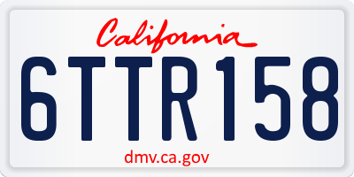 CA license plate 6TTR158