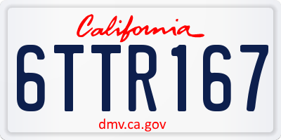 CA license plate 6TTR167