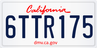 CA license plate 6TTR175