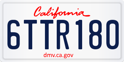 CA license plate 6TTR180