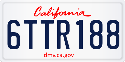 CA license plate 6TTR188