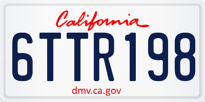CA license plate 6TTR198