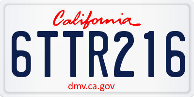 CA license plate 6TTR216